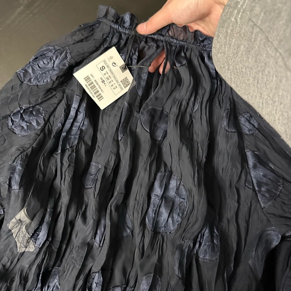 NWT ZARA long sleeve sheer crop blouse S - Picture 5 of 9
